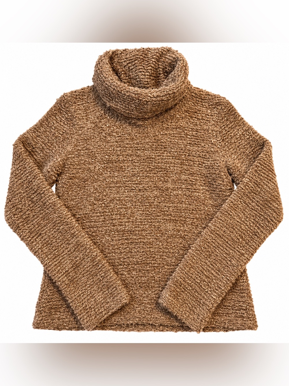 Identity Brown Boucle Turtleneck Sweater Women’s Medium M Fuzzy Textured Y2K